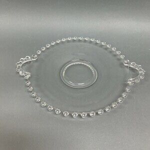 Ohio Imperial Glass Plate Clear‎ Beaded Candlewick Handles